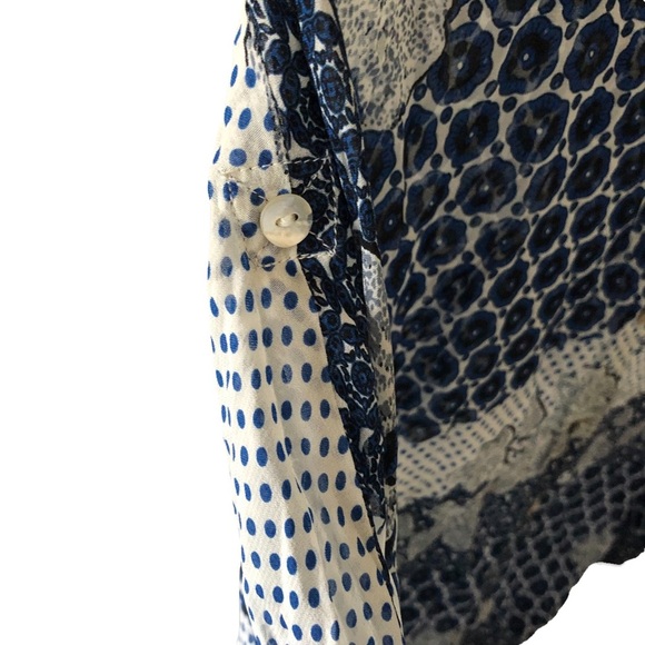 SPLASH Mixed Pattern Sheer button-down blouse - Picture 4 of 12